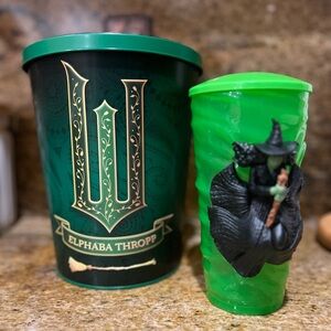 Wicked Elphaba Thropp Green Popcorn Bucket + Tumbler Set